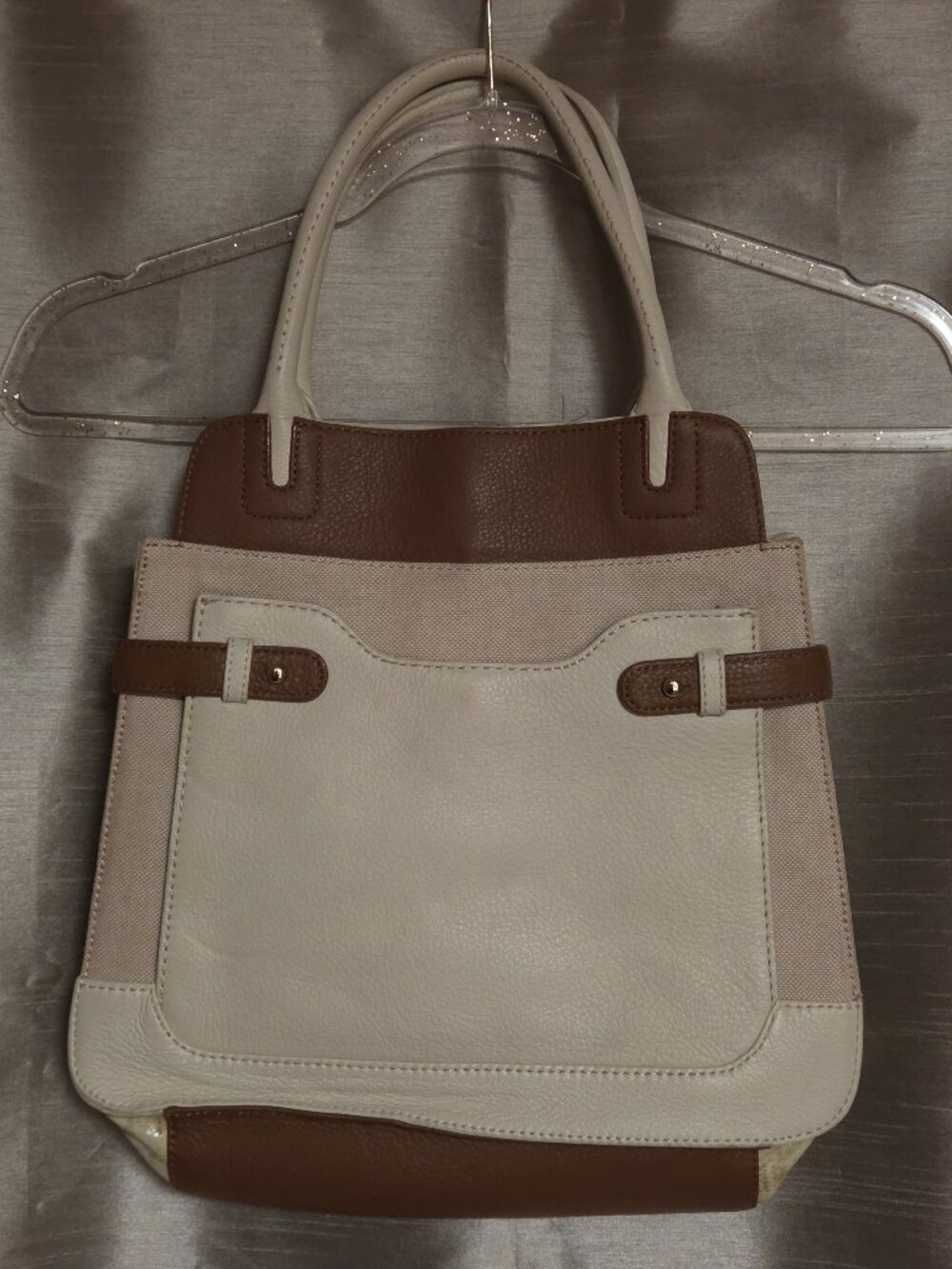 Vince Camuto Women's Genuine Leather Shoulder Bag with Brown Accents